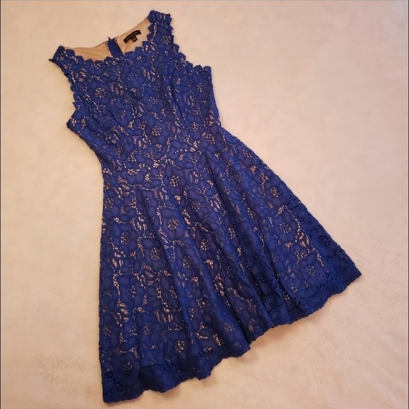 Jodi Kristopher Blue Lace Dress 5 Sleeveless - Picture 2 of 7